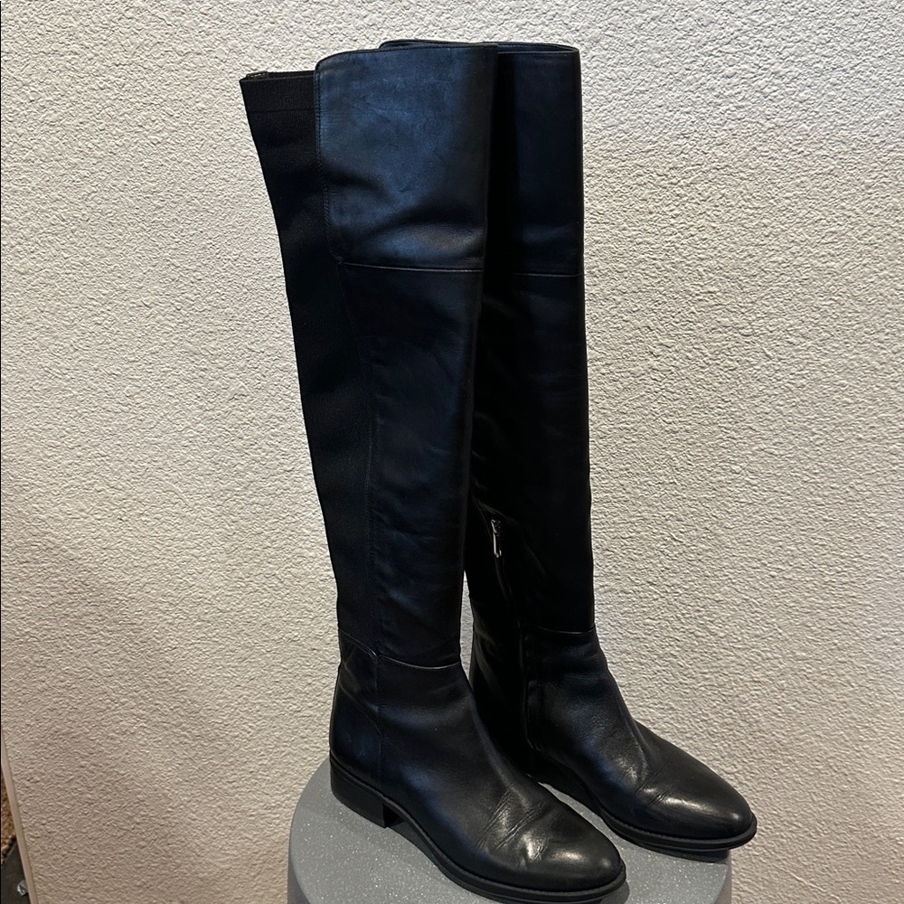 Sam Edelman - leather & Fabric Zip Black Over-the-Knee Boots